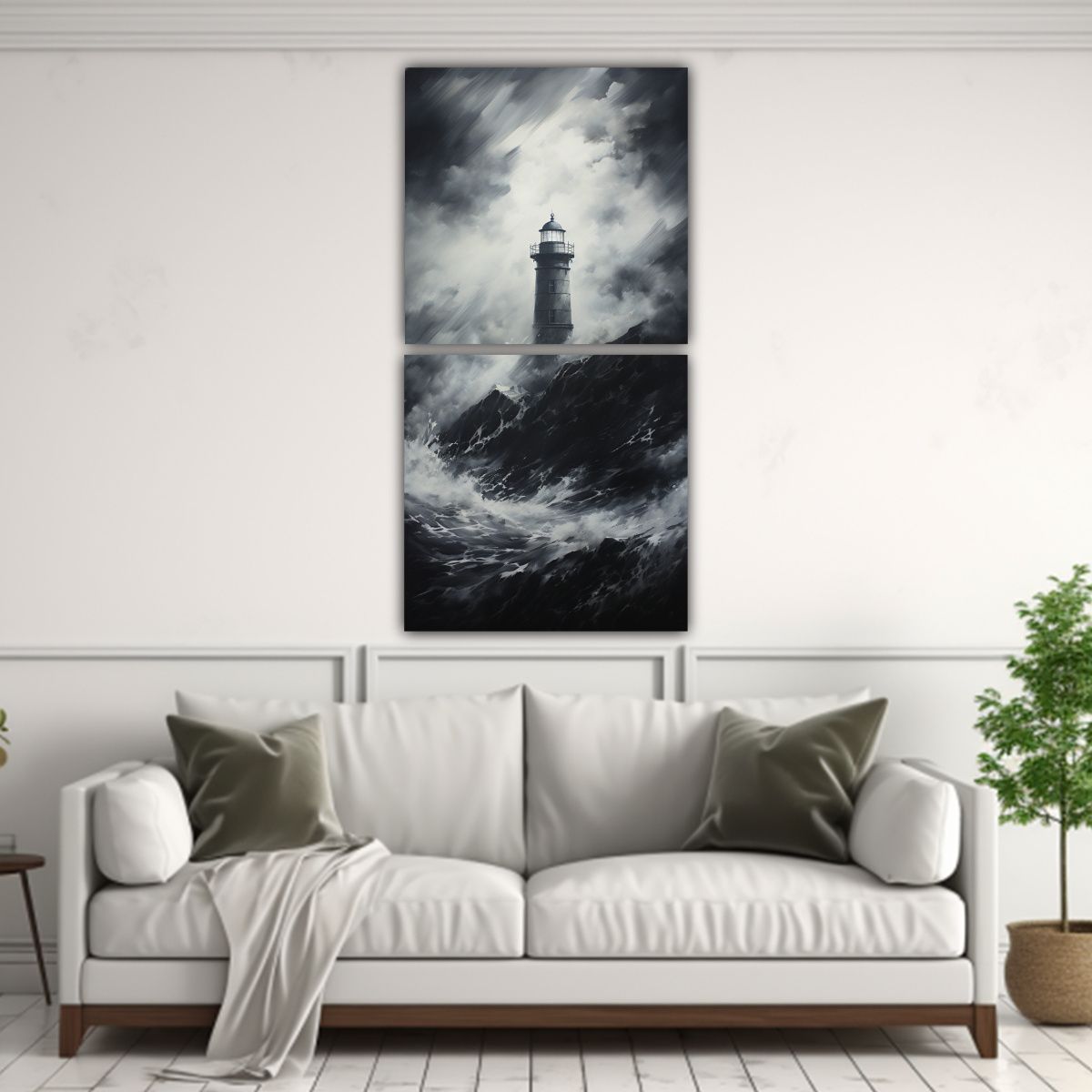 GENERICO - Arte De Pared Inspiración Lighthouse Bastidor De 70x140 Cm