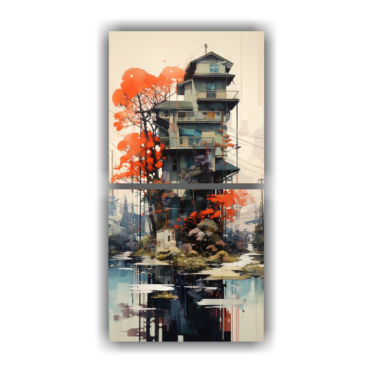 GENERICO - Paisaje Urbano Sobre árboles Composiciones 80x160 Cm