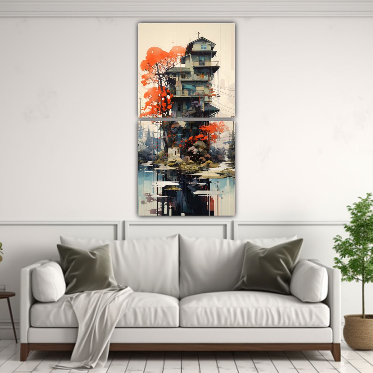 GENERICO - Paisaje Urbano Sobre árboles Composiciones 80x160 Cm