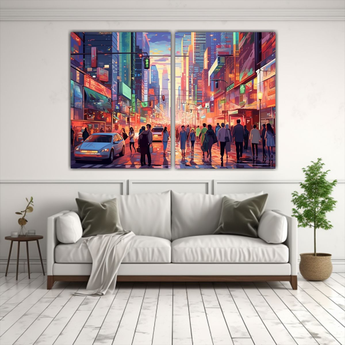 GENERICO - Pinturas Lienzo Expresivas Gente En Ciudad 160x120 Cm