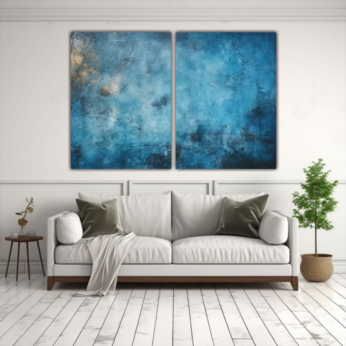 GENERICO - Pintura Azul Moderna Con Textura En Fondo Dos 160x120 Cm