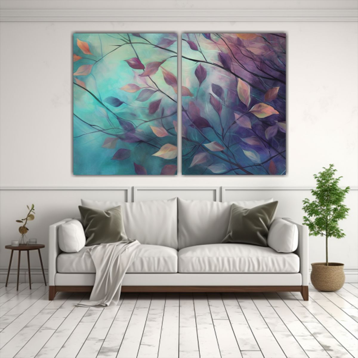 GENERICO - Pintura Juvenil Estilo Nebuloso En Hojas Moradas 160x120 Cm