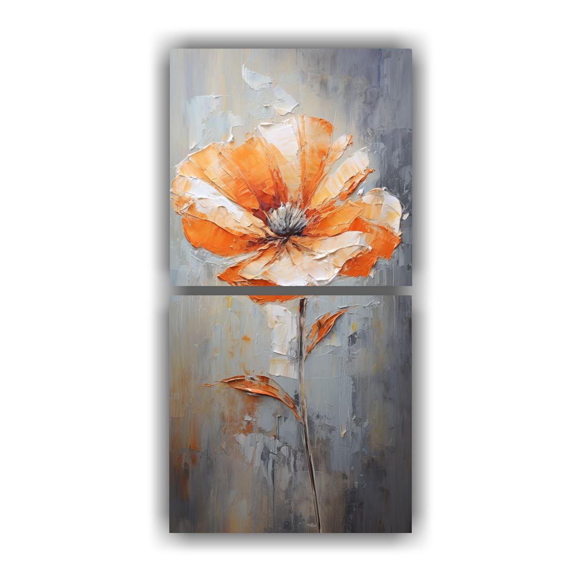GENERICO - Cuadro De Pintura De Flores Naranjas Estilo 80x160 Cm