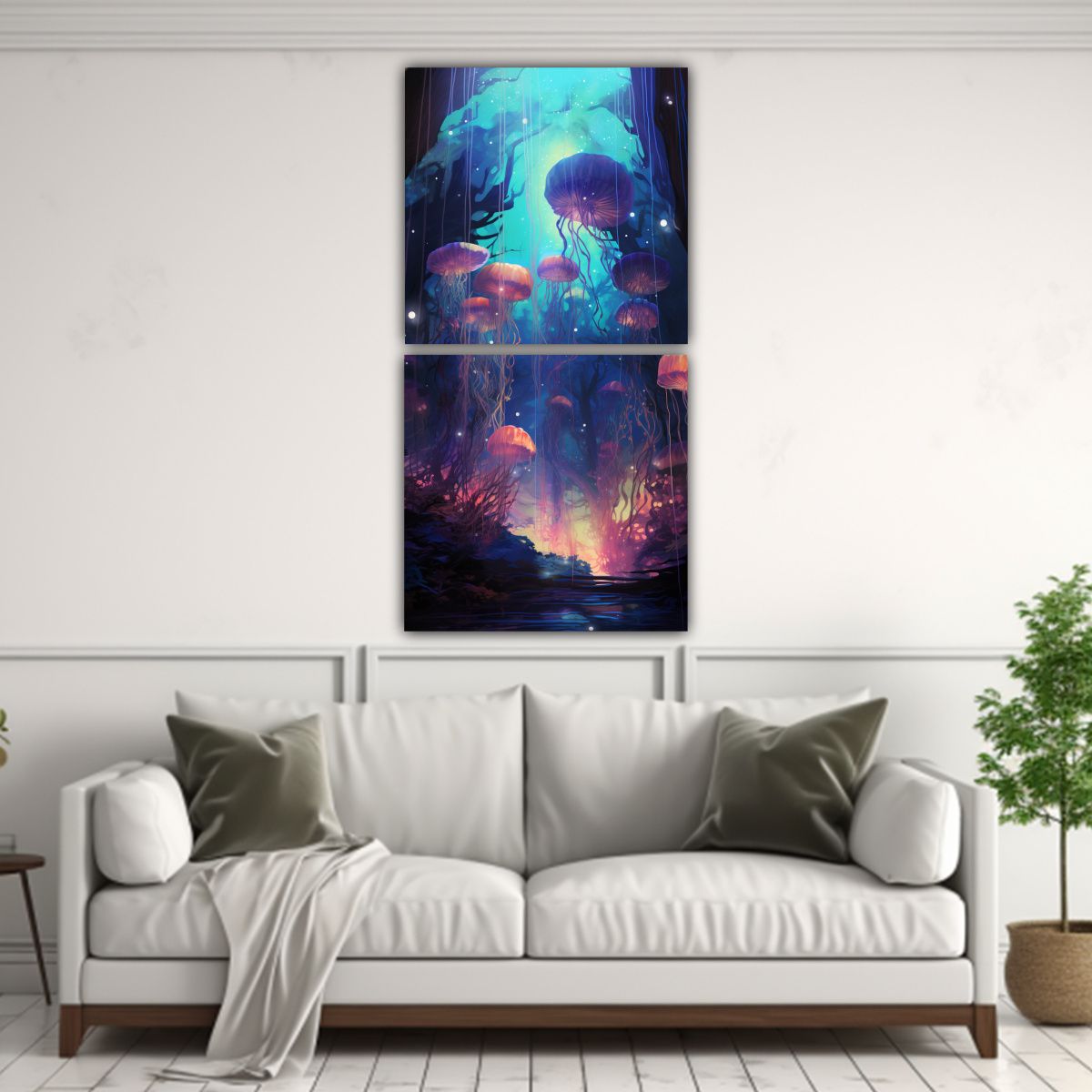 GENERICO - Set 2 Cuadros Lienzos Tela Personalidad Nocturna 80x160 Cm