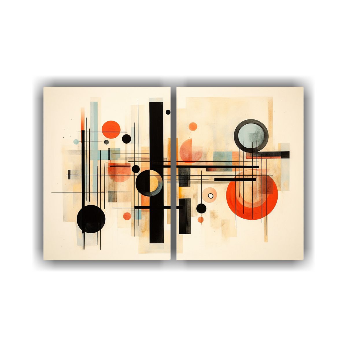 GENERICO - Armonía Geométrica Abstracta En Dos Cuadros 160x120 Cm