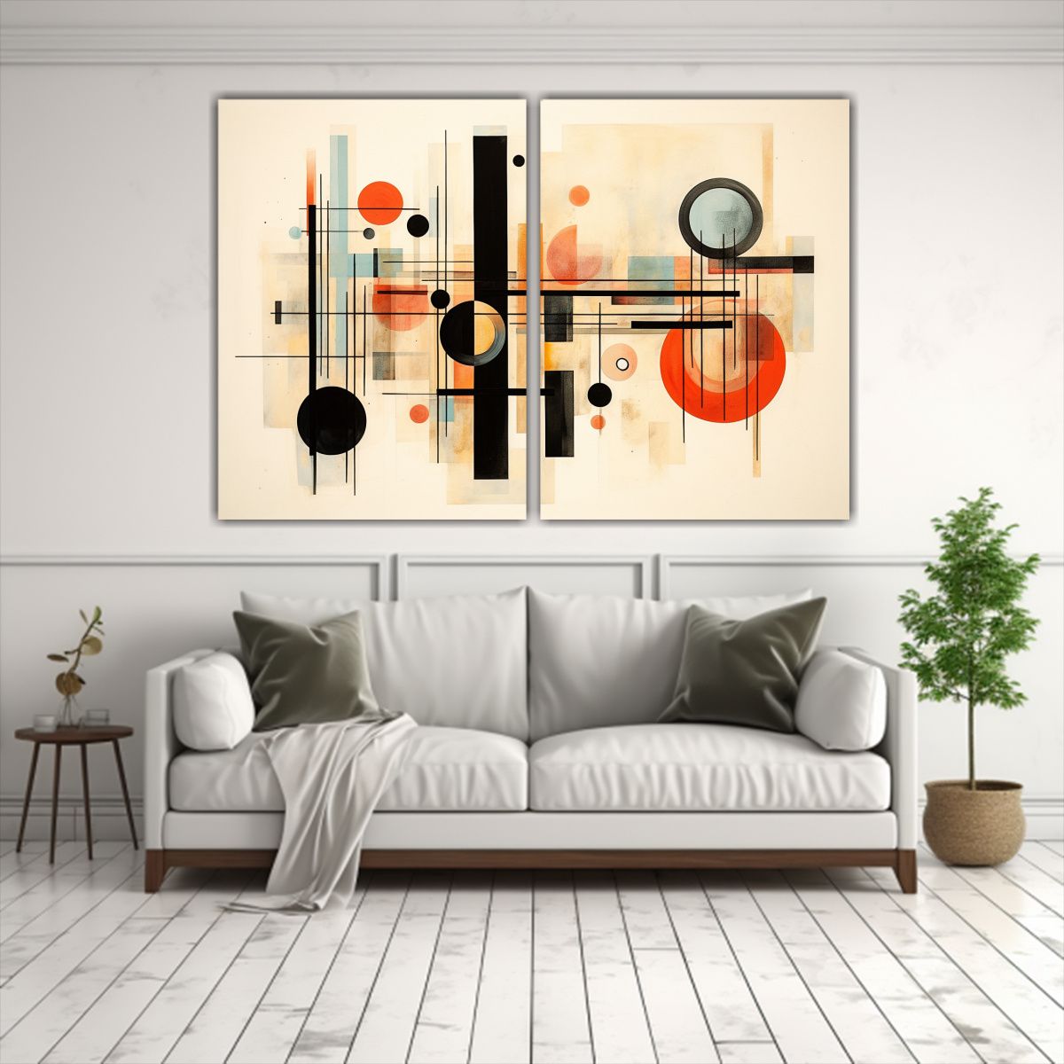 GENERICO - Armonía Geométrica Abstracta En Dos Cuadros 160x120 Cm