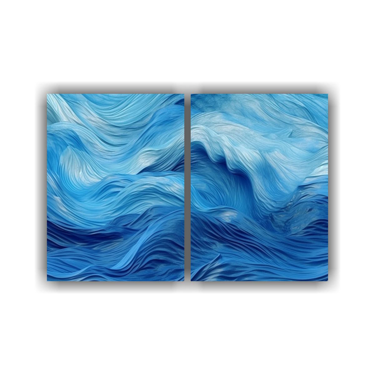 GENERICO - Cuadro Decorativo Abstracto De Ondas Azules Con 160x120 Cm