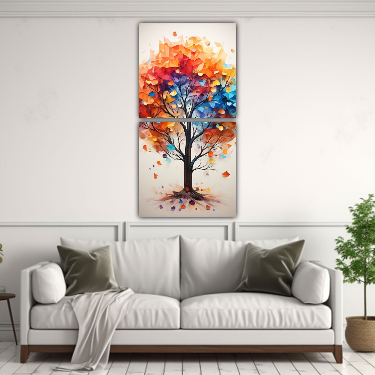 GENERICO - Cuadro Geométrico Puro Y Luminoso Con árbol 80x160 Cm