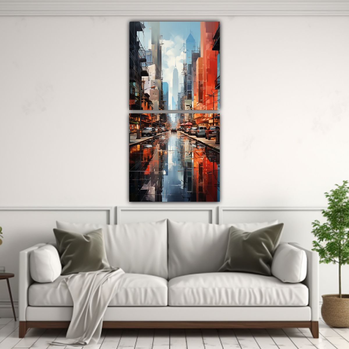 GENERICO - Pintura Cubista Ciudad Fragmentada Cuadros 80x160 Cm