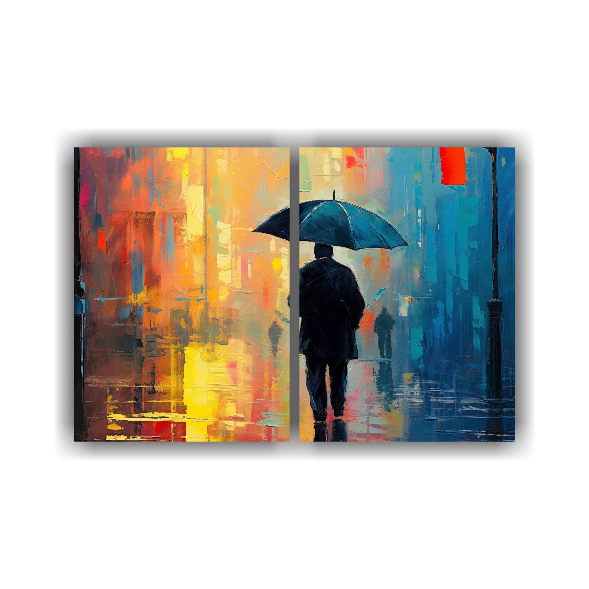 GENERICO - Cuadro Silueta Anciano Con Paraguas Caminando 160x120 Cm