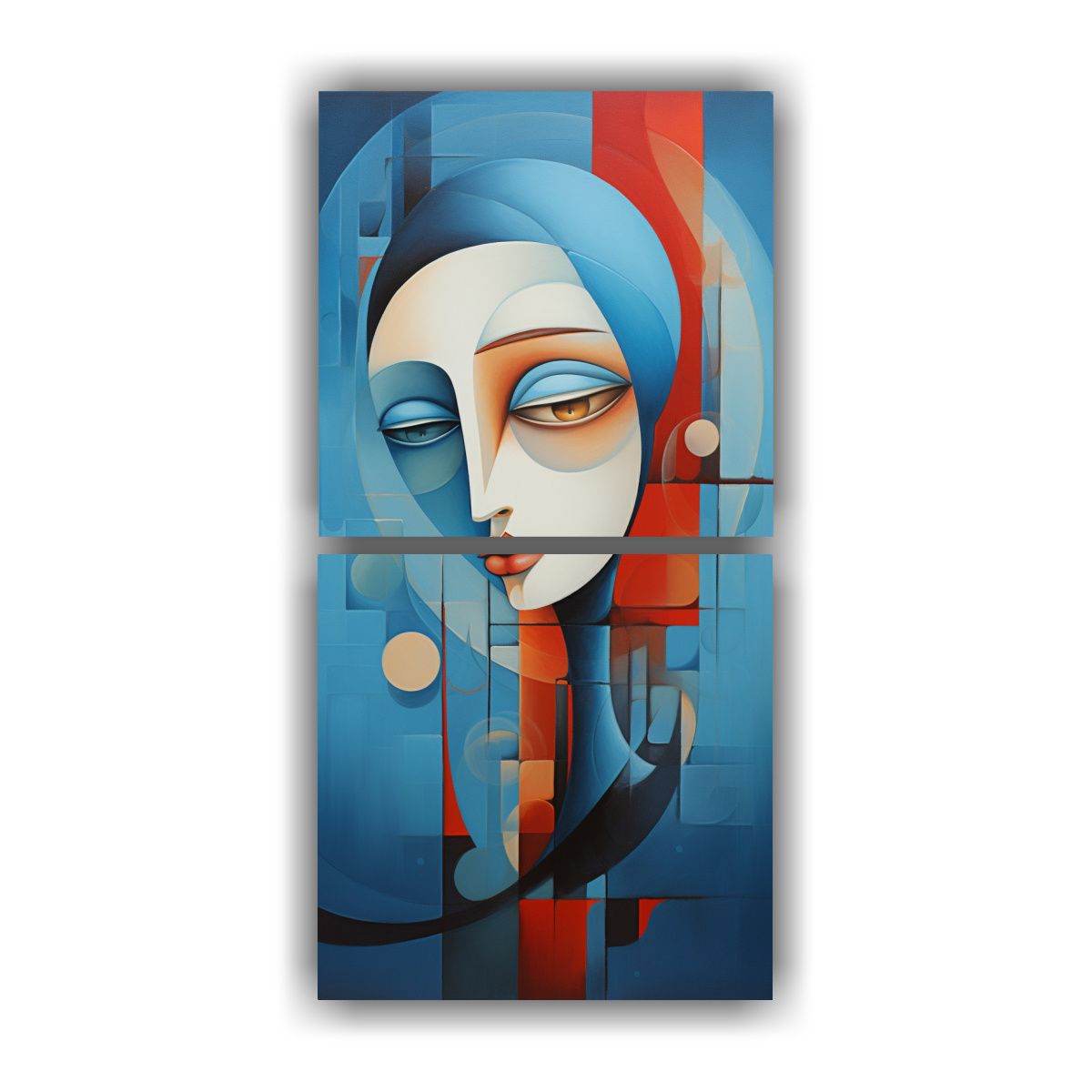 GENERICO - Pintura Abstracta Azul Inspirada En La Cultura 70x140 Cm