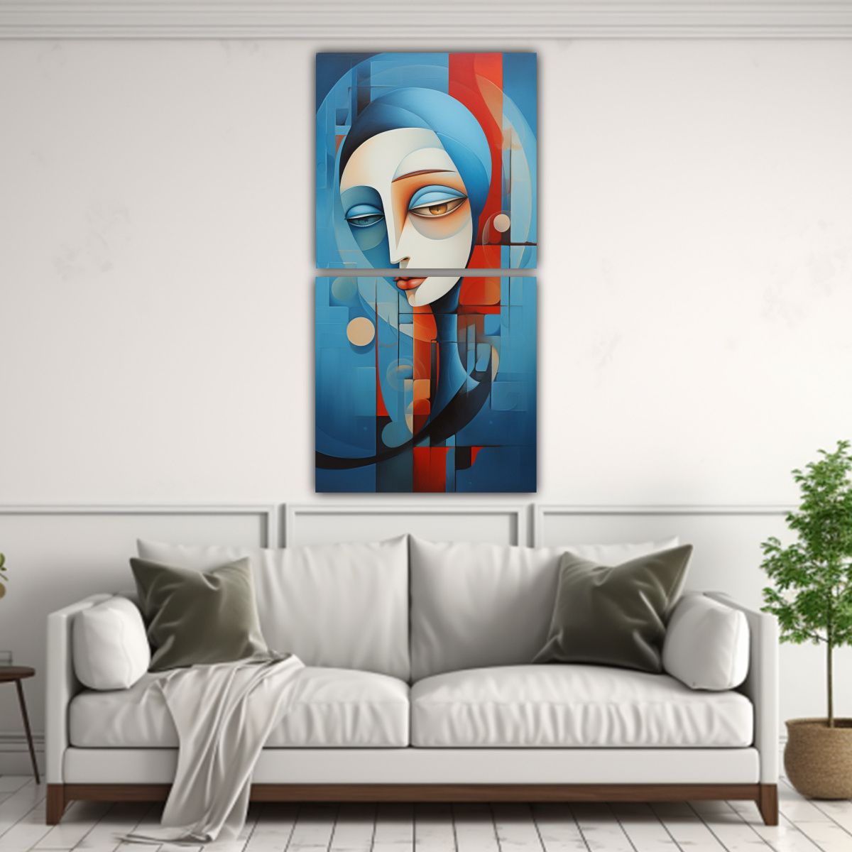 GENERICO - Pintura Abstracta Azul Inspirada En La Cultura 70x140 Cm