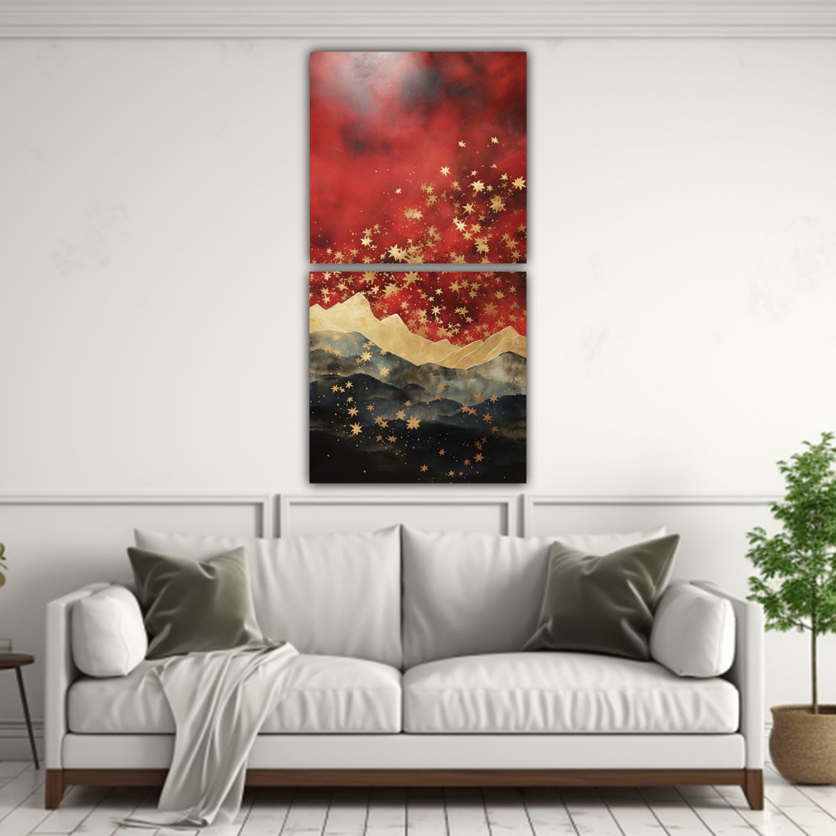 GENERICO - Cuadros Dibujo Calidez Montaña Con Estilo 70x140 Cm