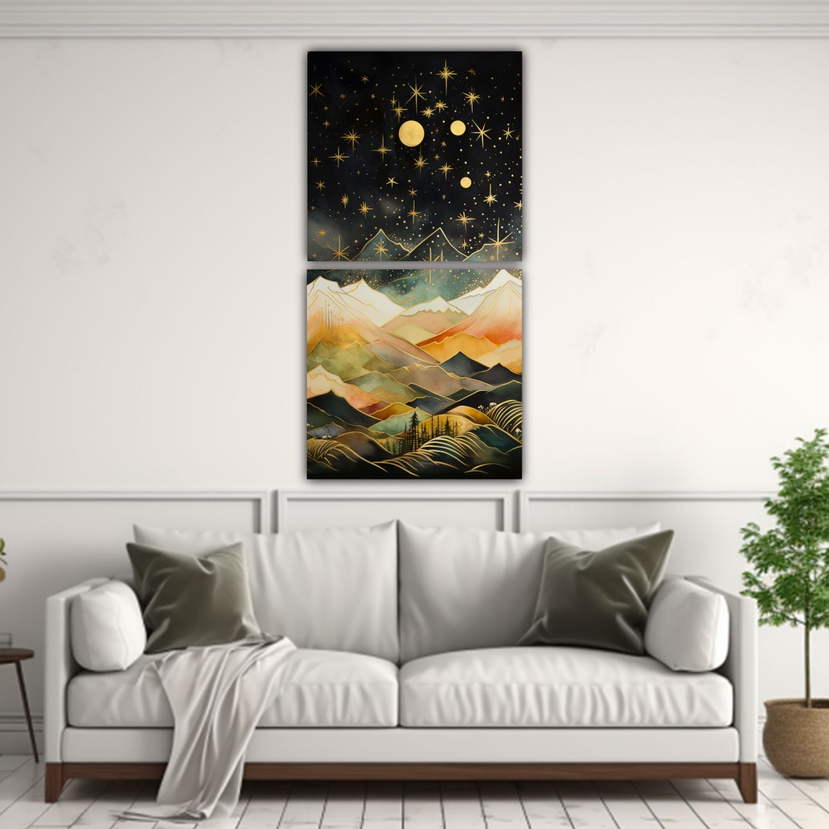 GENERICO - Paisaje De Montaña Con Estilo Elegante Lienzo 70x140 Cm