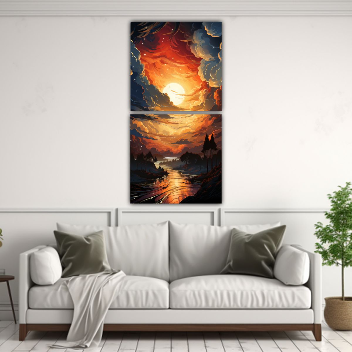 GENERICO - Cuadros Abstracción Pop Art Nubes Tormenta 80x160 Cm