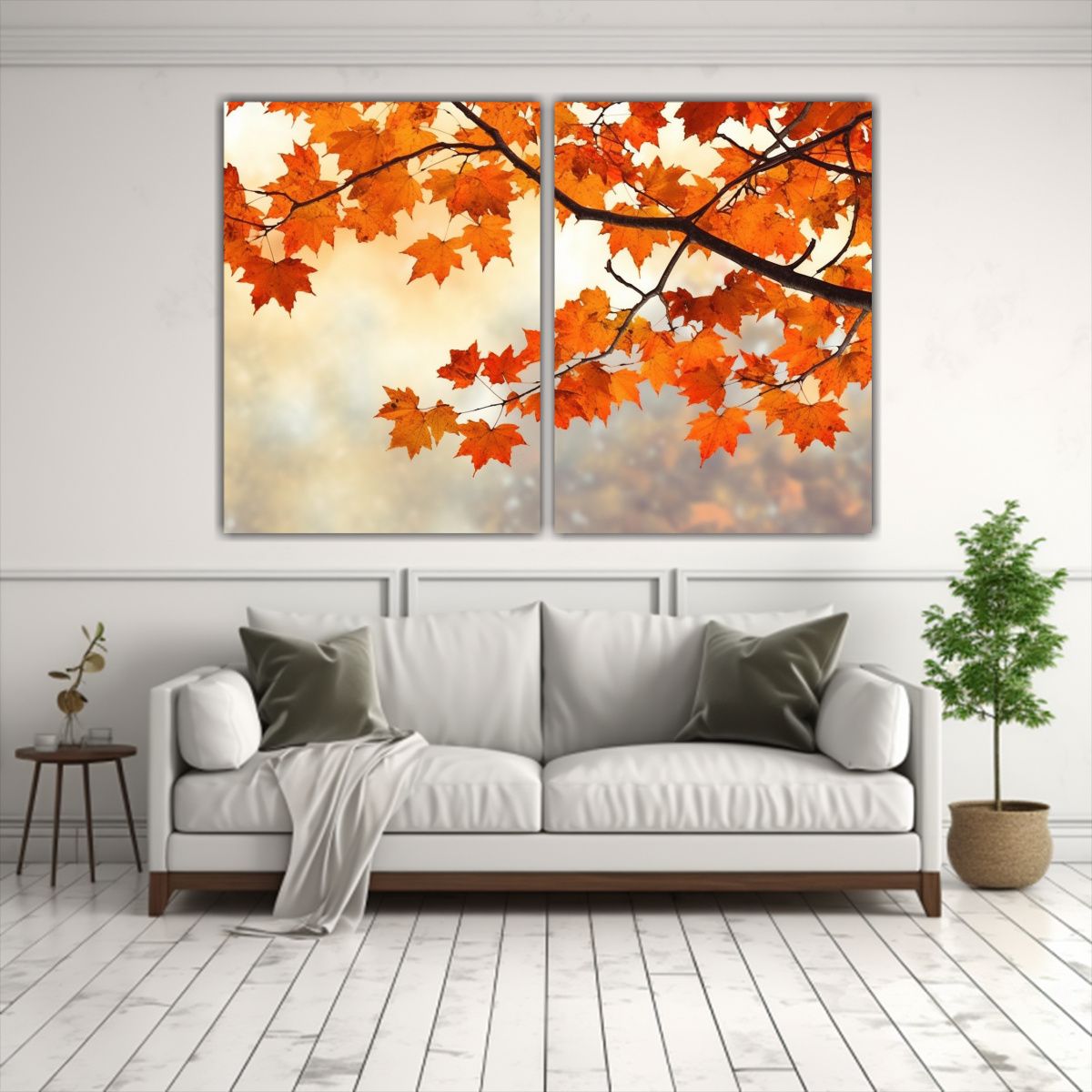 GENERICO - Cuadro De árbol Con Hojas Otoñales Sobre Lienzo 160x120 Cm