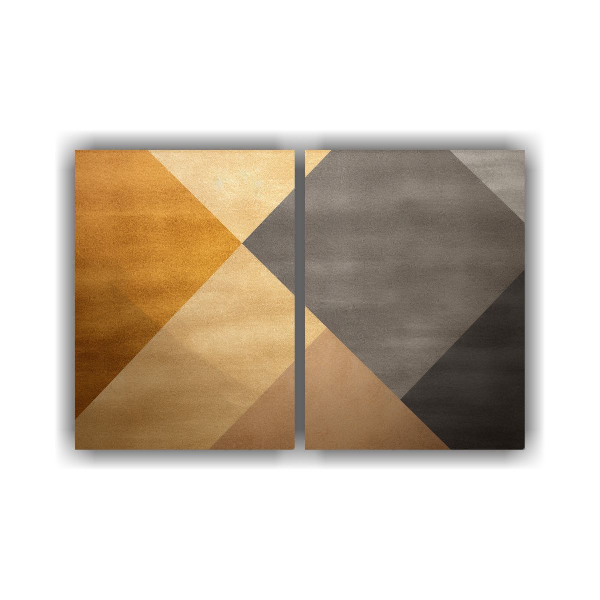 GENERICO - Cuadros Decorativos Geométricos En Oro Y Beige 160x120 Cm