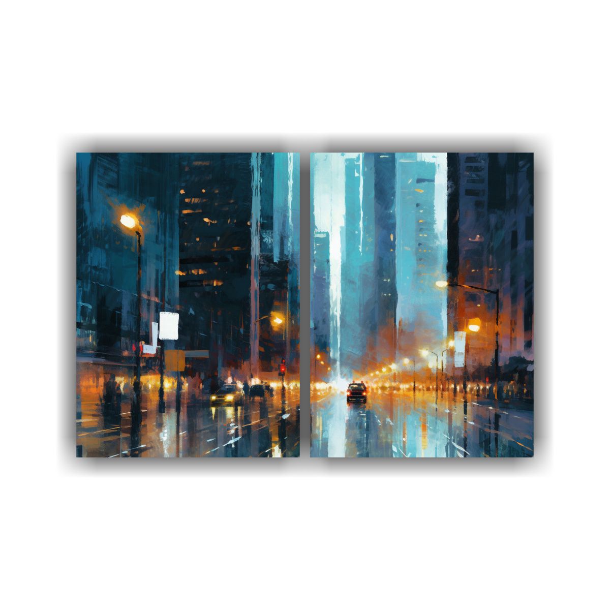 GENERICO - Pinturas Urbanas De Noche Con Luces En 160x120 Cm