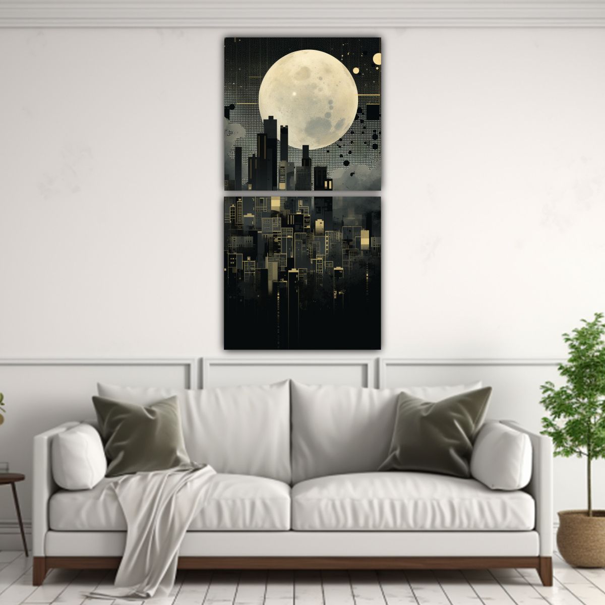GENERICO - Cuadros Minimalistas Intenso Luna De Oro En Un 70x140 Cm
