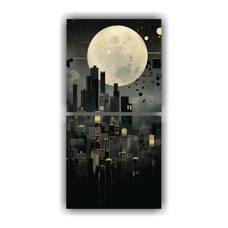 GENERICO - Cuadros Minimalistas Intenso Luna De Oro En Un 80x160 Cm