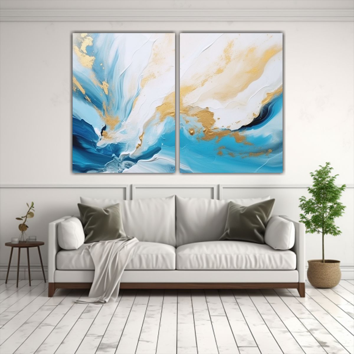 GENERICO - Cuadro Abstracto En Lienzo Con Colores Blanco 160x120 Cm