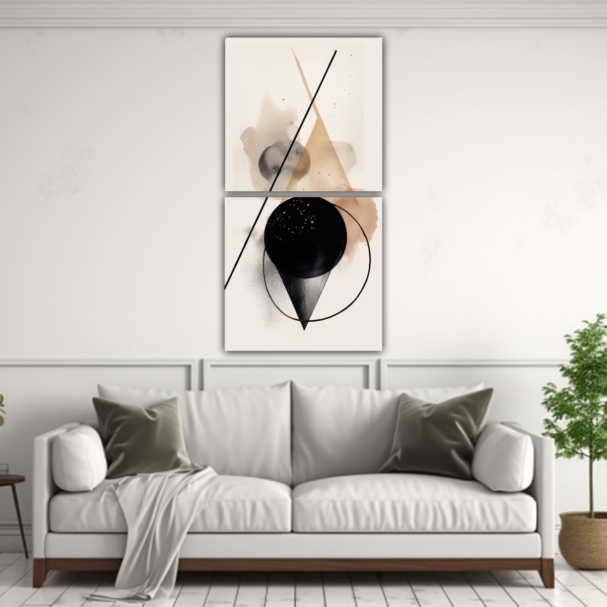 GENERICO - Cuadro Abstracto En Blanco Y Negro Vanguardia 40x80 Cm