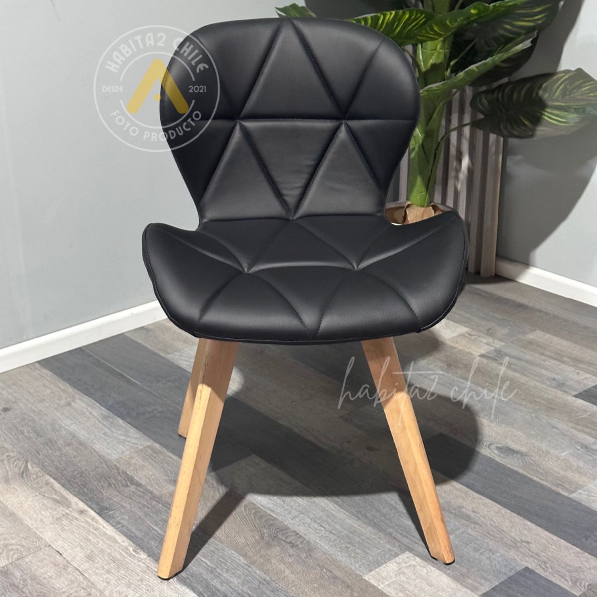 HABITA2 CHILE - Pack 2 Silla de comedor radar wood asiento ecocuero