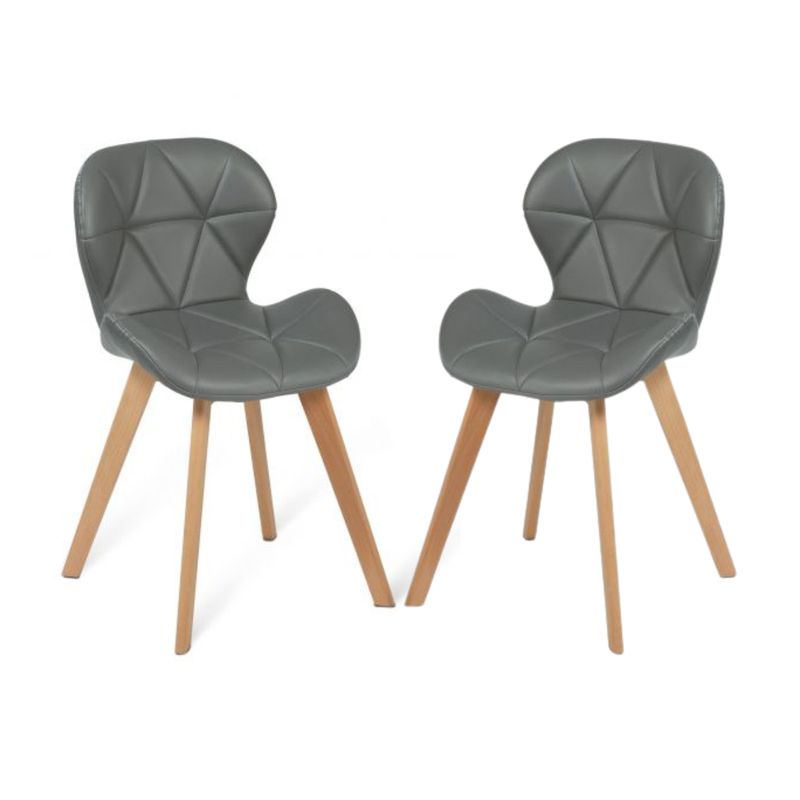 HABITA2 CHILE - Pack 2 Silla de comedor radar wood asiento ecocuero