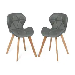 HABITA2 CHILE - Pack 2 Silla de comedor radar wood asiento ecocuero