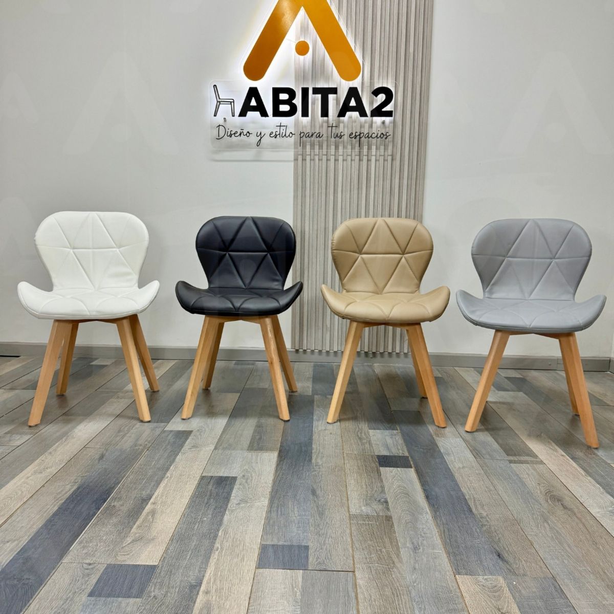 HABITA2 CHILE - Pack 2 Silla de comedor radar wood asiento ecocuero