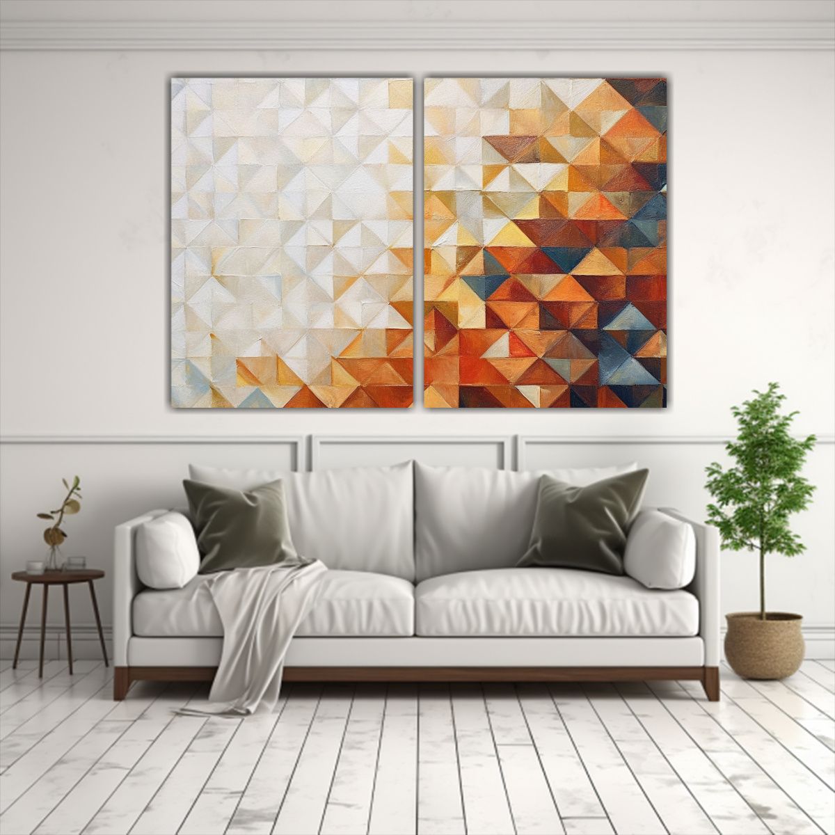 GENERICO - Pinturas Geométricas Retro Con Toque Dorado Para 160x120 Cm