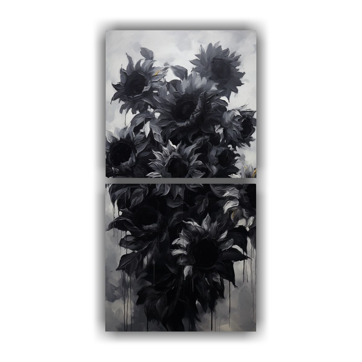 GENERICO - Pintura Floral En Lienzo Estilo Girasoles Negros 20x40 Cm