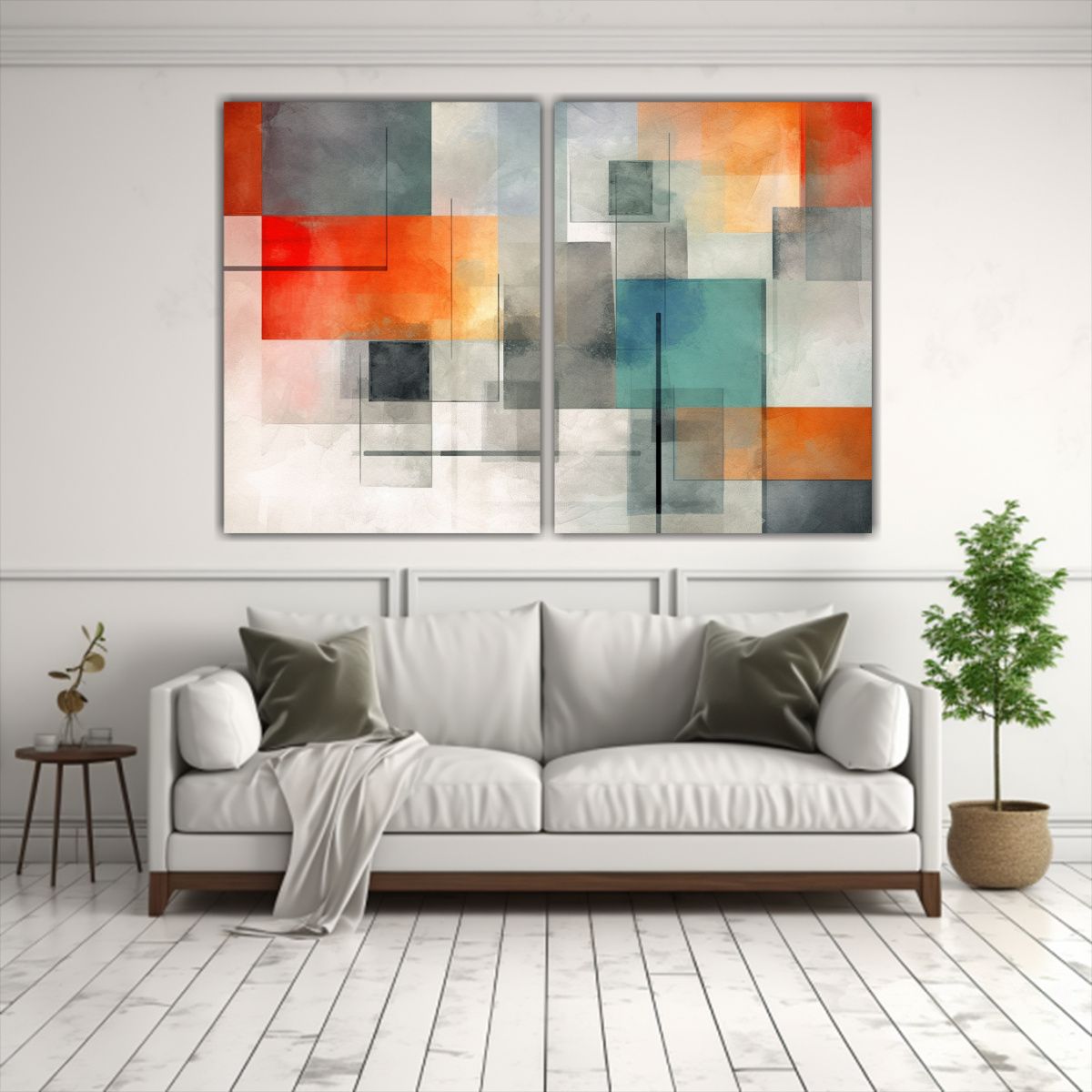 GENERICO - Cuadros Abstractos De Tres Colores Para 160x120 Cm