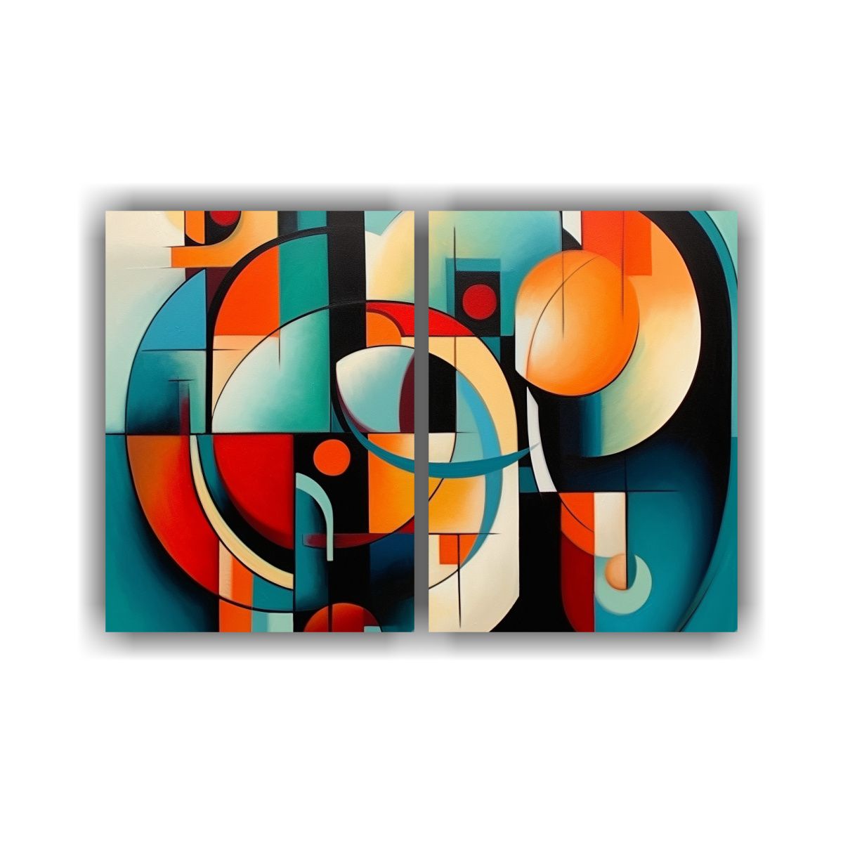 GENERICO - Conjunto 2 Cuadros Dibujo Alegre Estilo Abstracto 160x120 Cm