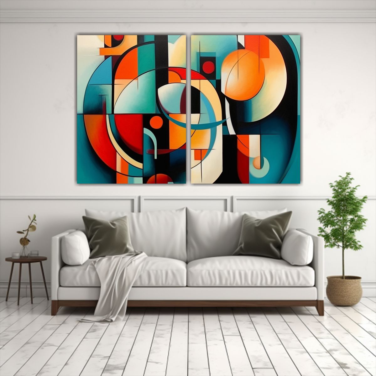 GENERICO - Conjunto 2 Cuadros Dibujo Alegre Estilo Abstracto 160x120 Cm