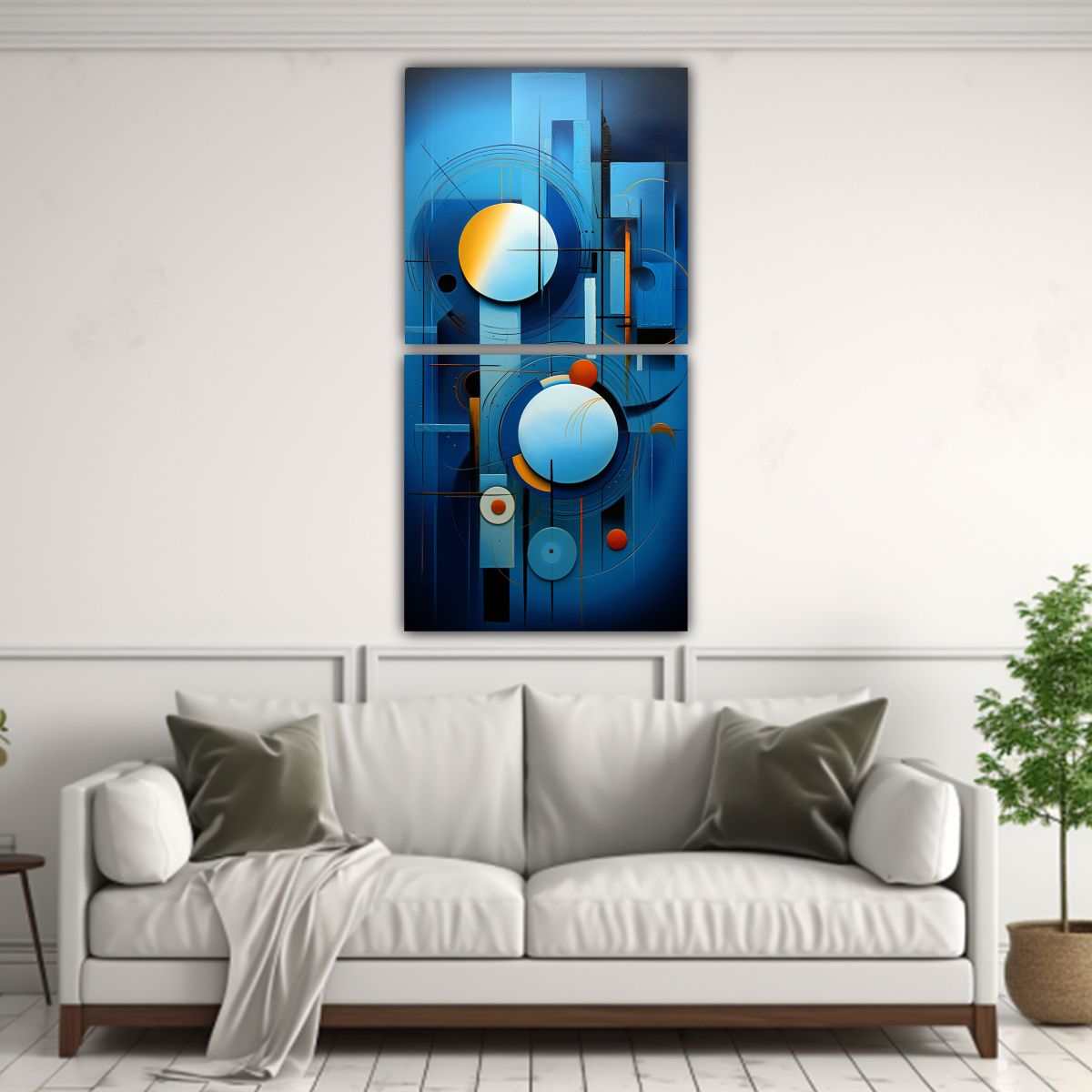 GENERICO - Cuadros Abstractos En Azules Set 2 Telas En 70x140 Cm