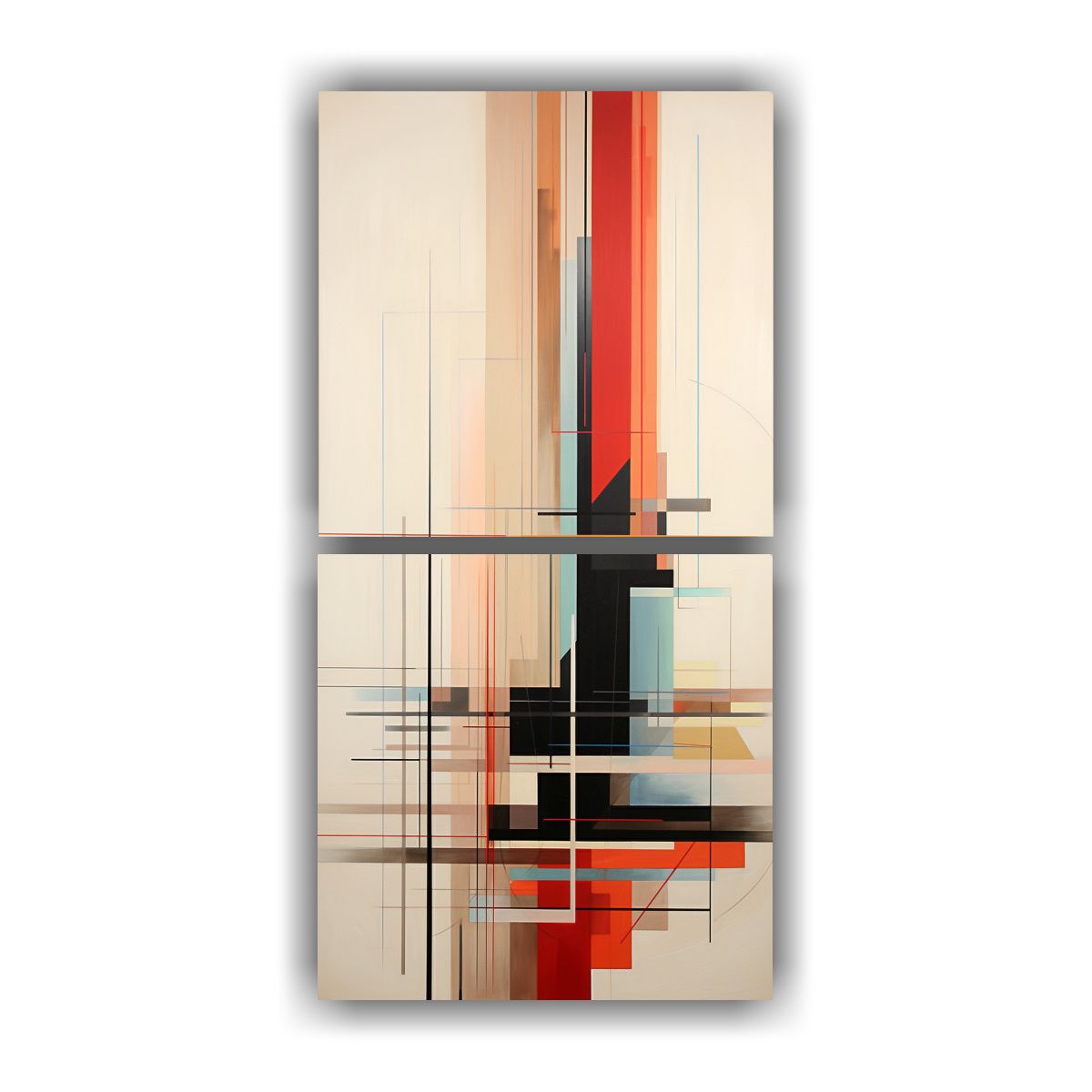 GENERICO - Set De 2 Lienzos De Tela Abstractos Con Lineas 80x160 Cm