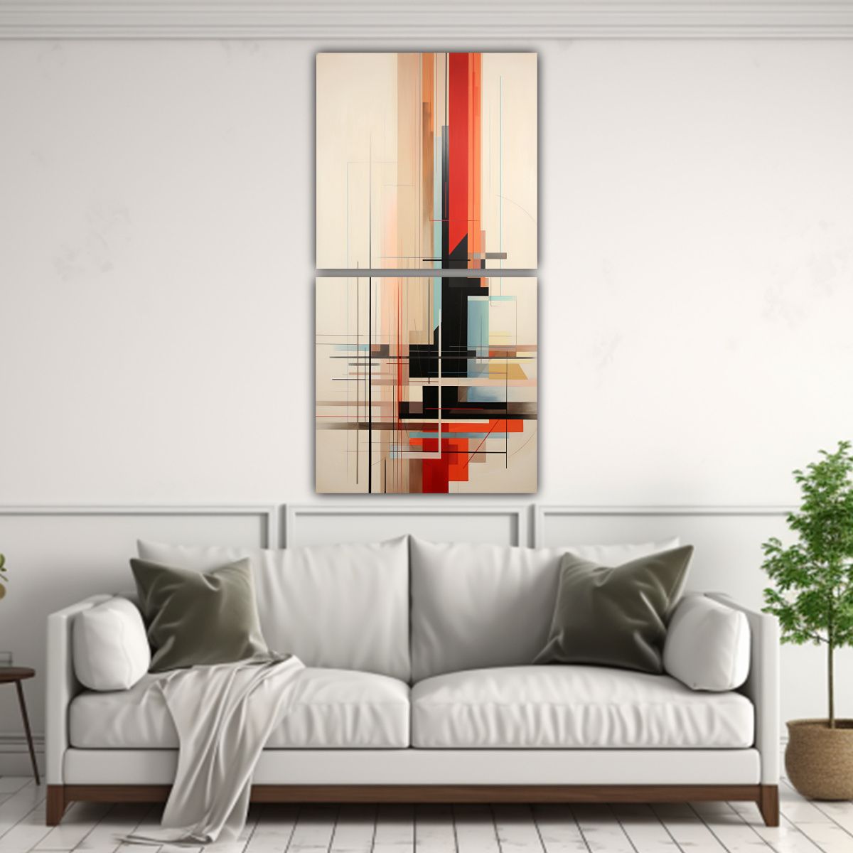 GENERICO - Set De 2 Lienzos De Tela Abstractos Con Lineas 80x160 Cm
