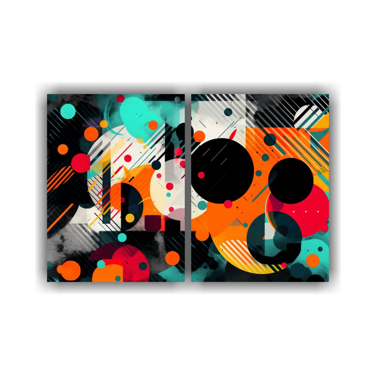 GENERICO - Cuadros Abstractos Con Colores Vibrantes Y Formas 160x120 Cm