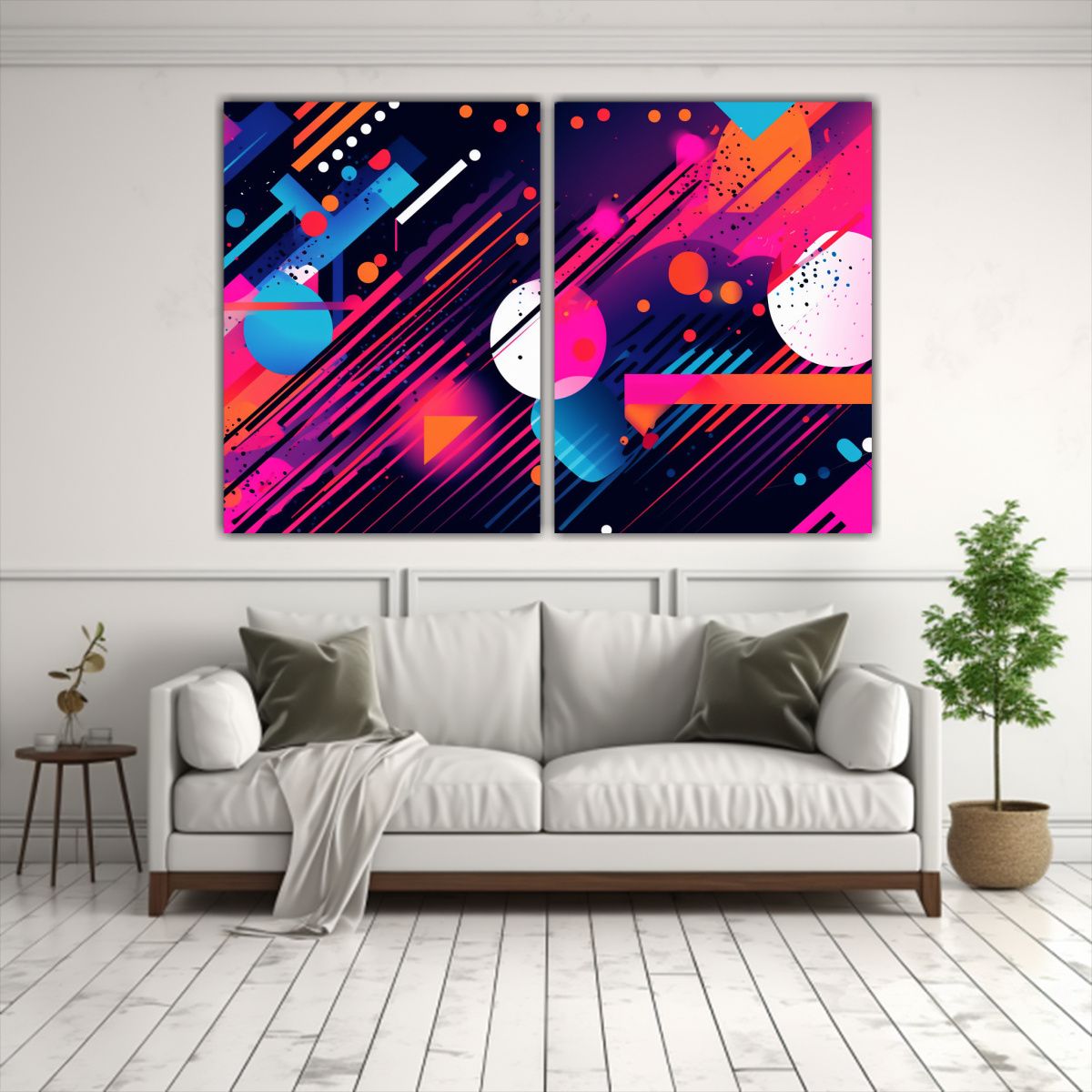 GENERICO - Pinturas Decorativas Con Líneas Diagonales Y 160x120 Cm