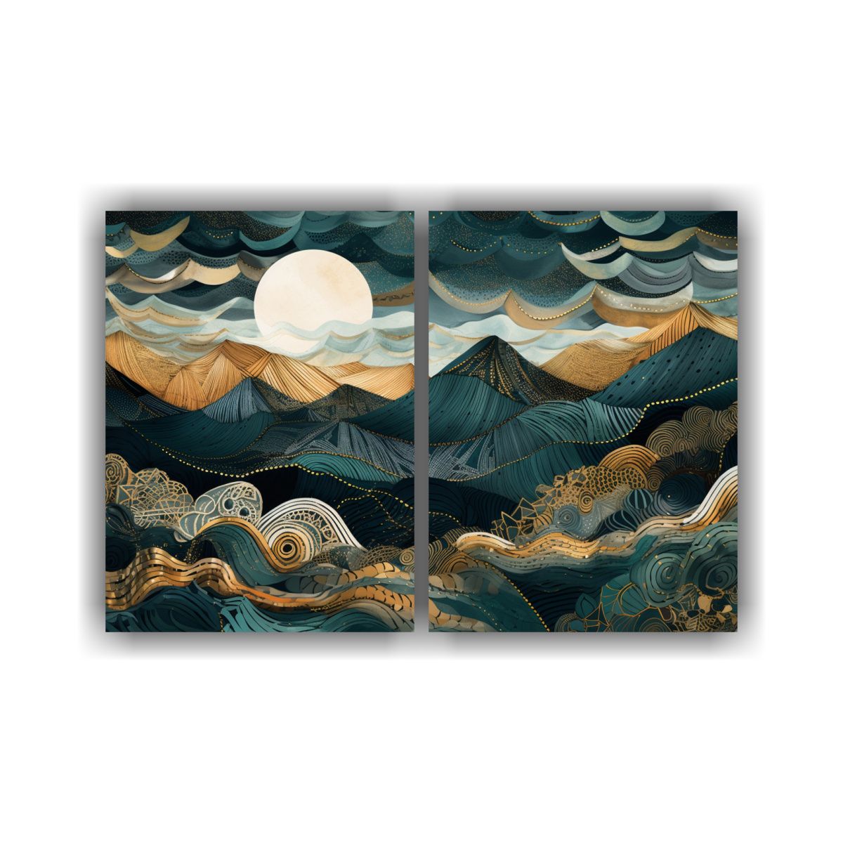 GENERICO - Cuadro Abstracto De Montañas Y Colinas En 160x120 Cm