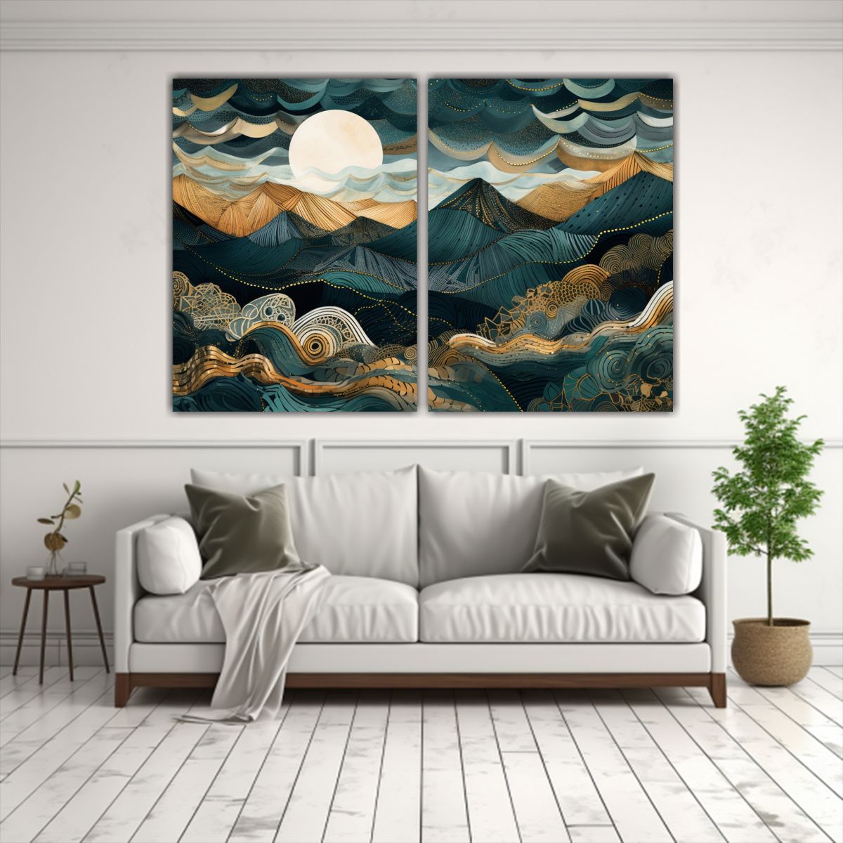 GENERICO - Cuadro Abstracto De Montañas Y Colinas En 160x120 Cm