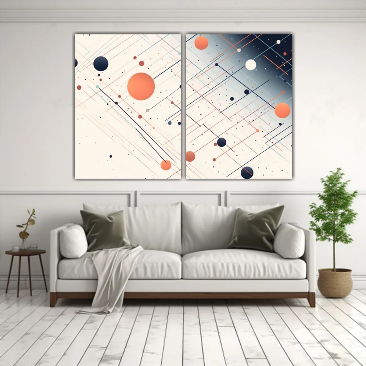 GENERICO - Pinturas Abstractas Con Líneas Y Puntos 160x120 Cm