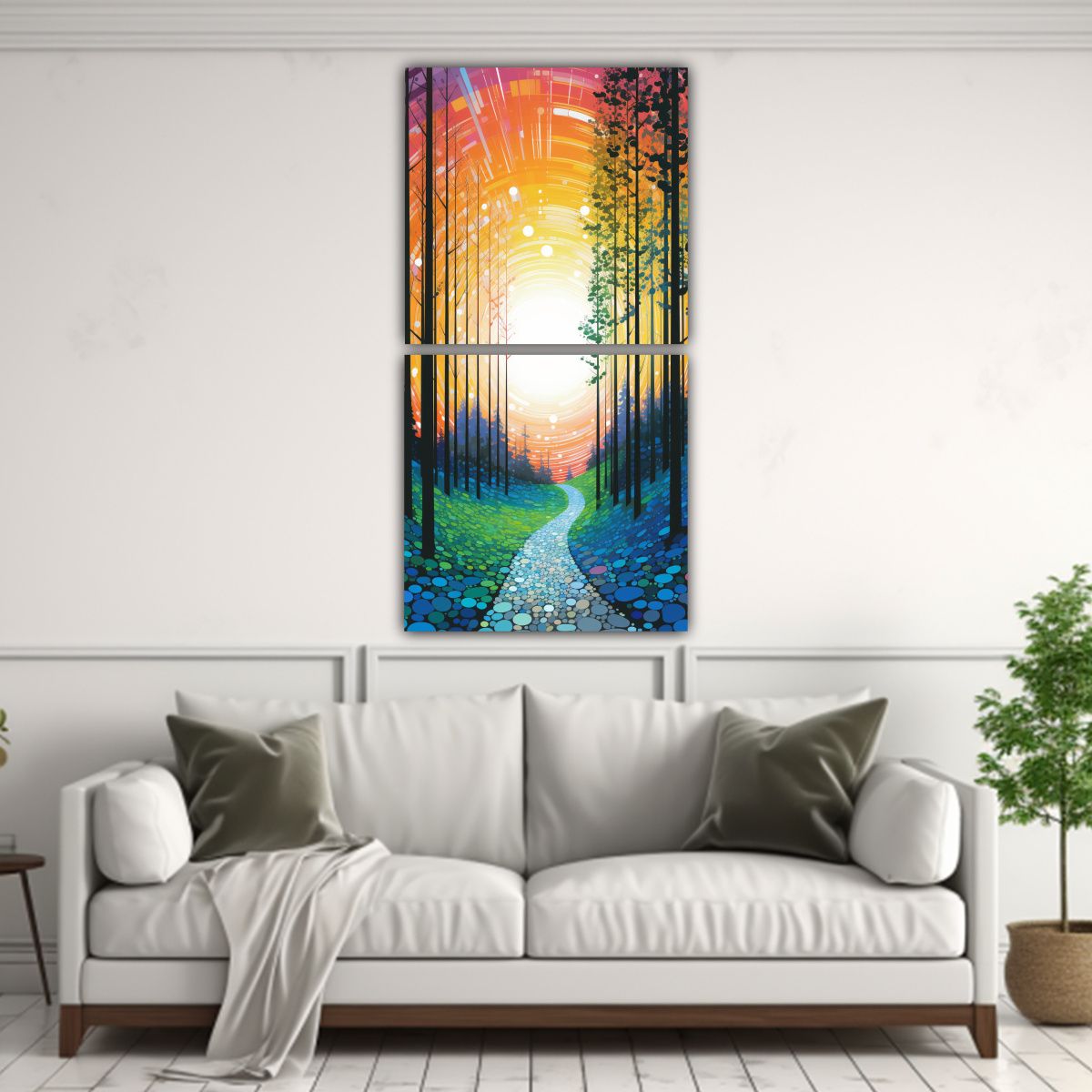 GENERICO - Pintura De Pared Acuarela Estilo Línea Punteada 50x100 Cm