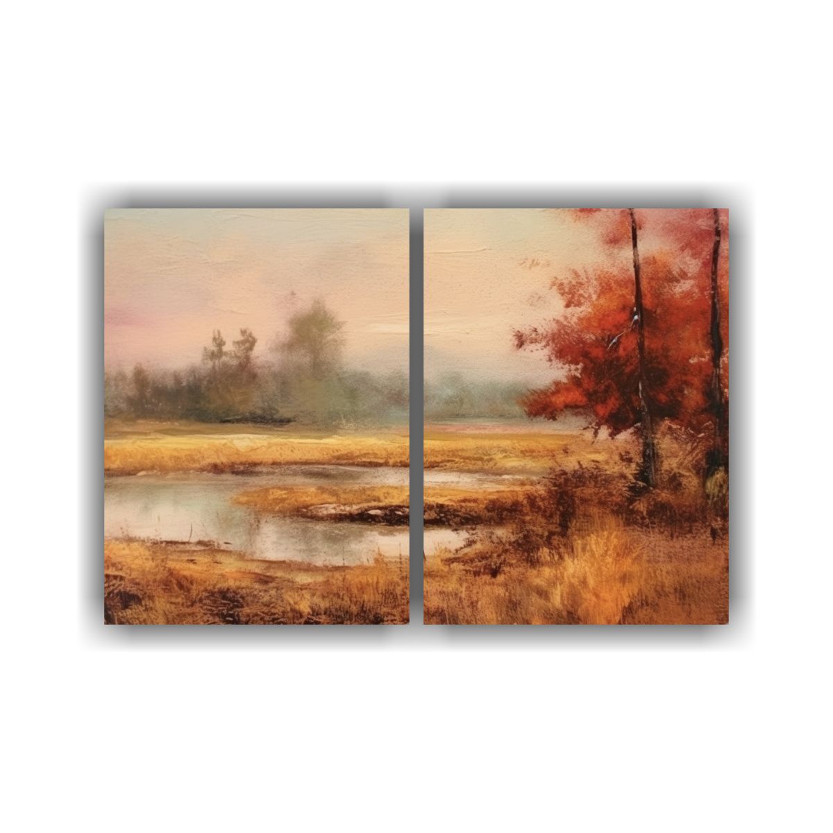 GENERICO - Pinturas De Paisaje Otoñal Estilo Vintage 160x120 Cm