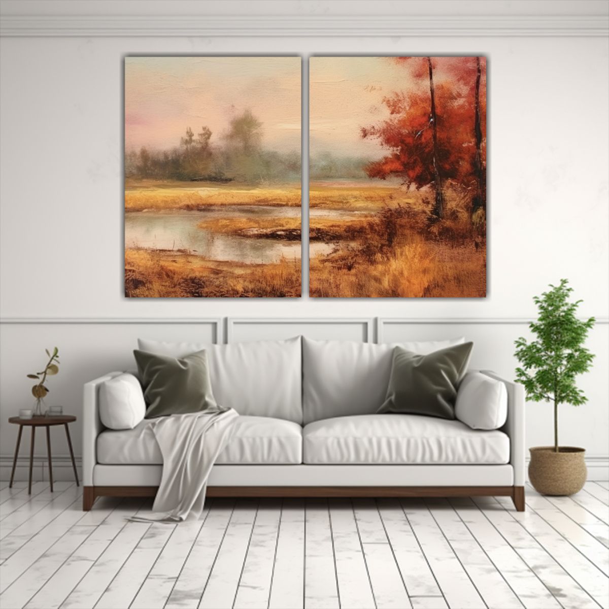 GENERICO - Pinturas De Paisaje Otoñal Estilo Vintage 160x120 Cm