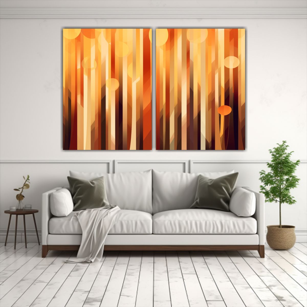 GENERICO - Diseño Abstracto Grueso En Díptico De Alta 160x120 Cm