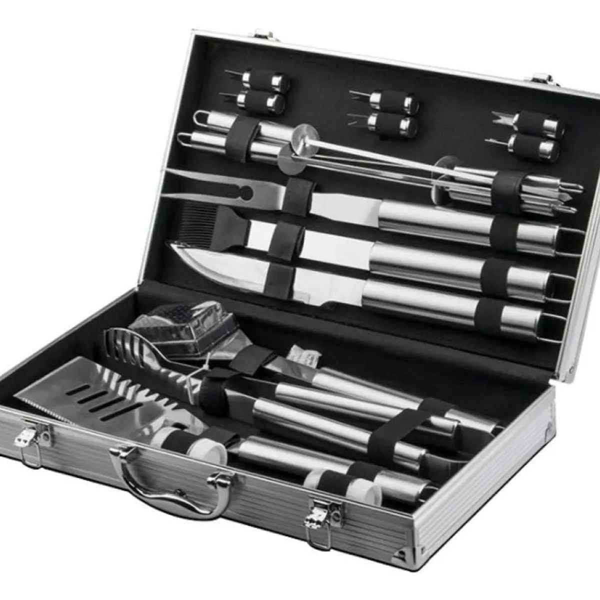 MOVI - MALETA DE LUJO CON SET PARRILLERO DE 18 PIEZAS ACERO INOX