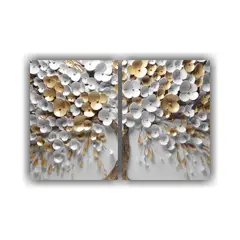 GENERICO - Pintura Abstracta De árbol Con Pétalos Blancos 160x120 Cm