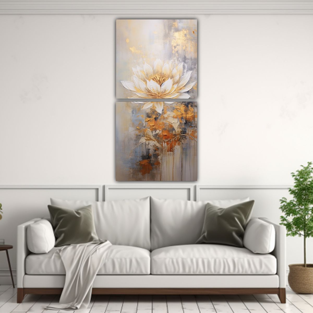 GENERICO - Pintura Loto Dorado Armonía Cromática Estilo G 30x60 Cm